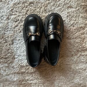 Princess Polly Chunky Black Loafers Size 10